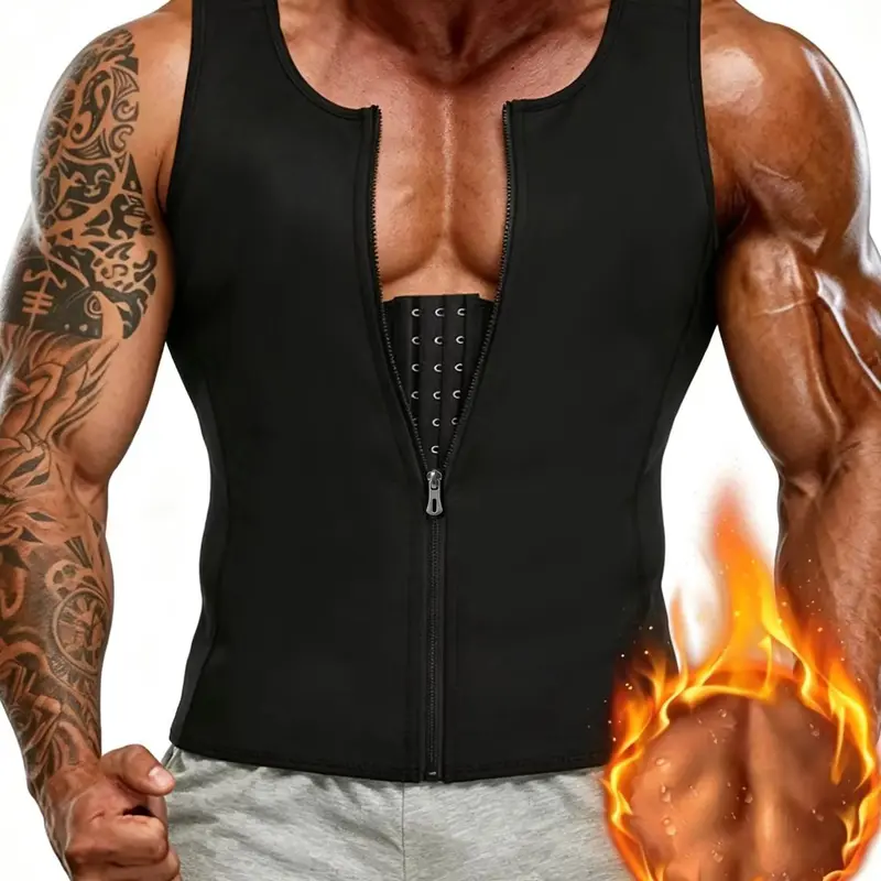 Men's Shapewear Waist Trainer Sweat Vest, Waist Training Vest, Hot Yoga Backless Design, Slimming & Fat Burning, Sauna Tank Top, Sports Shaping Vest, Sports Sauna Vest, Ideal for Fitness Enthusiasts