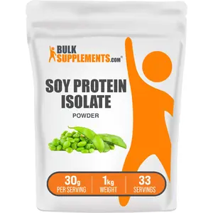 BulkSupplements - Soy Protein Isolate (90% Protein) Powder - Edible - Amino Acid - Vegan - 100g-1kg - 30g per Serving