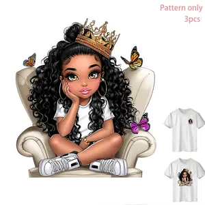 Crown Girl Illustration Heat Transfer Vinyl, Creative Design, Fashion DIY T-Shirt Decal, Apparel Accessories, Pattern Only