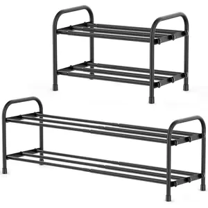 2tier expandable shoe rackstackable and adjustable shoes organizer storage shelf sturdy and durable metal structure free standing shoe rack for closet entryway doorway