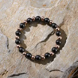 Retro Natural Hematite Copper Beads Protection Bracelet 8mm Unisex Natural Stone Bracelet, Elastic Dual Protection, Multi-Size Bead Design, Perfect Gift for Daily Wear Or Special Occasions
