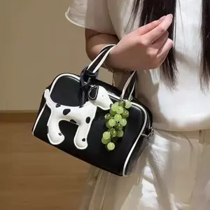 PU Leather Dog Pendant Keychain, Cute Car Accessory, Customizable Gift, Trendy Brand Design, Perfect Decoration for Bags & Keys