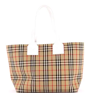 Pre-owned BURBERRY Canvas Plain Tote Bags REBAG London Tote Vintage Check Canvas Large by Rebag
