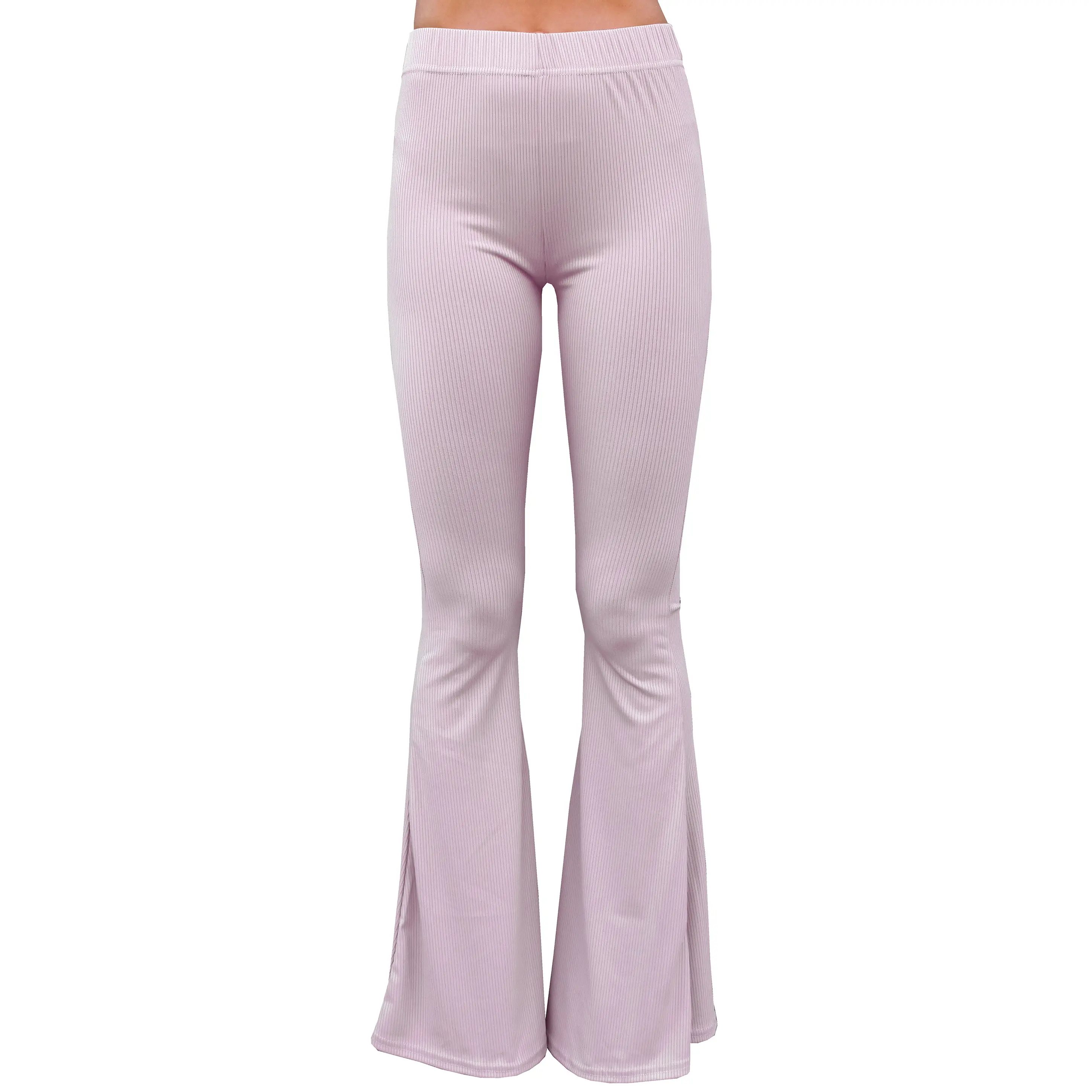 Daisy Del Sol Women’s Ribbed Flare Stretch Yoga Comfortable High Waisted 70s Hippie Bohemian Legging Loungewear Festival Forbidden Pants Bell Bottoms  - Mauve