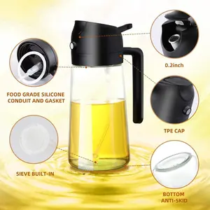 MultiFunctional Kitchen Oil Dispenser 3pcs 470ml Olive Oil Spray Bottle 2 in 1 Design Air Fryer Cooking BBQ Salad Baking Healthy Oil Control Tool