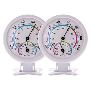 Mini Indoor Thermometer Hygrometer Analog 2 in 1 Temperature Humidity  Gauge for , Room, Outdoor, Offices, Display Mechanical Diameter 75mm-2 Pack (No  Needed)-White