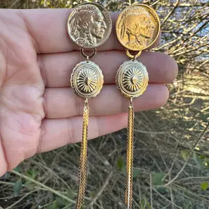 Buffalo Nickel Concho Statement Earrings