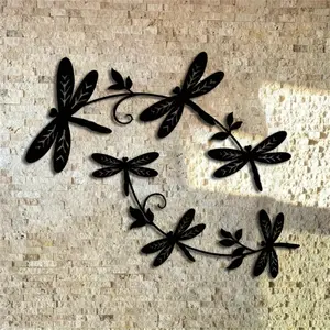 2-Piece Dragonfly Metal Wall Decor Set, Indoor Outdoor Garden Decoration, Iron Art Hanging Ornaments, Ideal Housewarming Gift