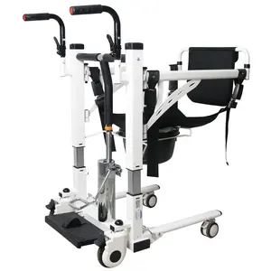 【GARVEE】Hydraulic Patient Transfer Lift Chair, 180° Split Seat, Multifunctional Transfer Wheelchair, Adjustable Seat Height, Portable Toilet Commode Chair, and Shower Chair