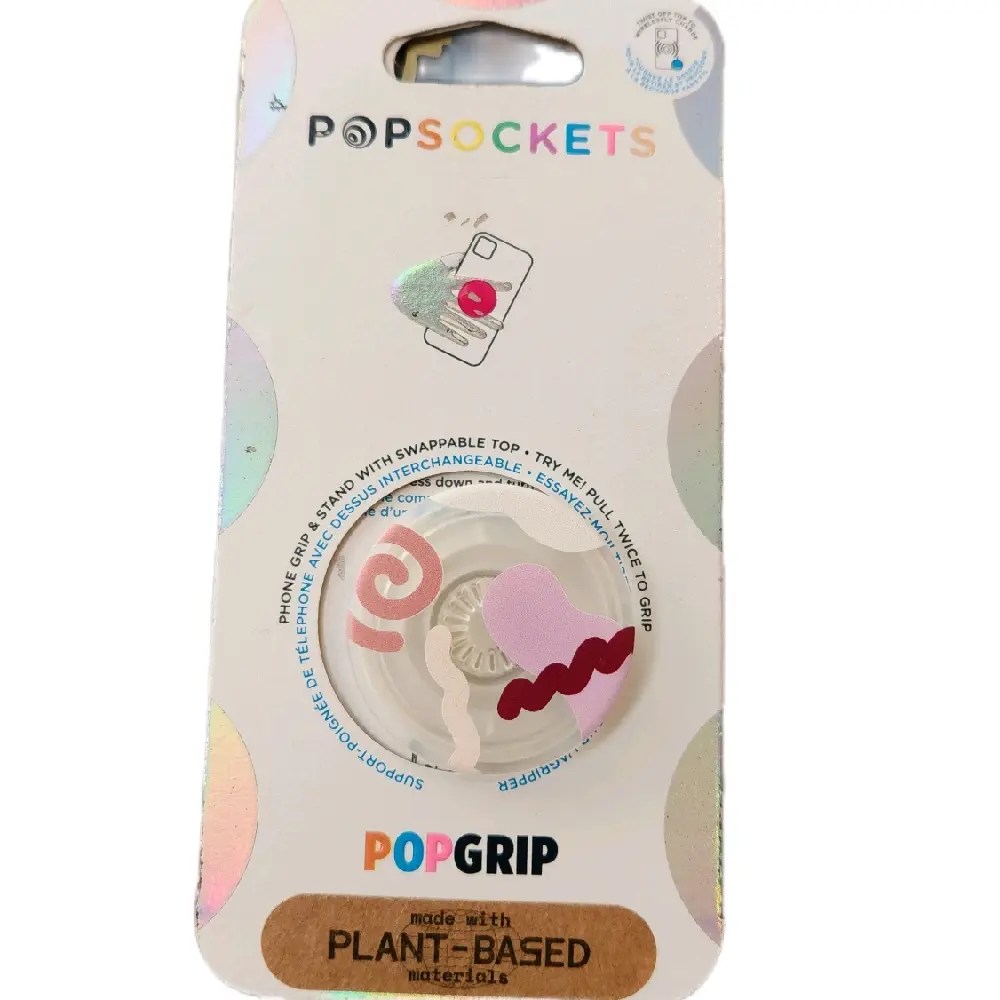 PopSocket PopGrip - Pink and Red, Made with Plant-Based Materials, Ideal for Phone and Cellphone Use Smartphone Mount Stand