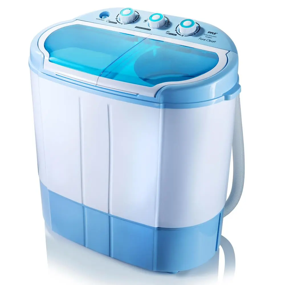 Portable 2-in-1 Semi-Automatic Washer-Dryer (Blue) - Compact Top-Loading Household Appliance for Cleaning, Energy Efficient, Easy Rotary Controls, Translucent Tub, 7.7 lb Wash/3.3 lb Spin Capacity