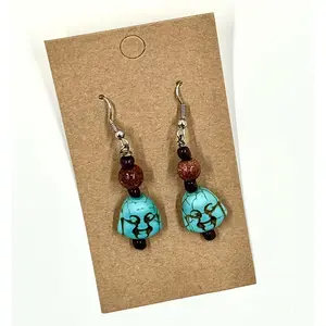 Turquoise Buddha Earrings With Goldstone Accent Beads