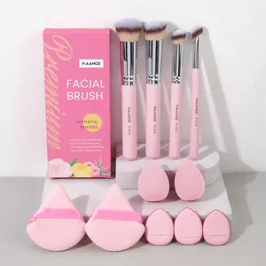 MAANGE Makeup Set – 4 Brushes + 5 Puffs + 2 Beauty Sponges, Beginner Friendly Face & Eye Tools for Foundation, Contour, Blush, Highlight, Blending, Brow & Eyeshadow – Soft Vegan Fiber, Professional Quality Kit