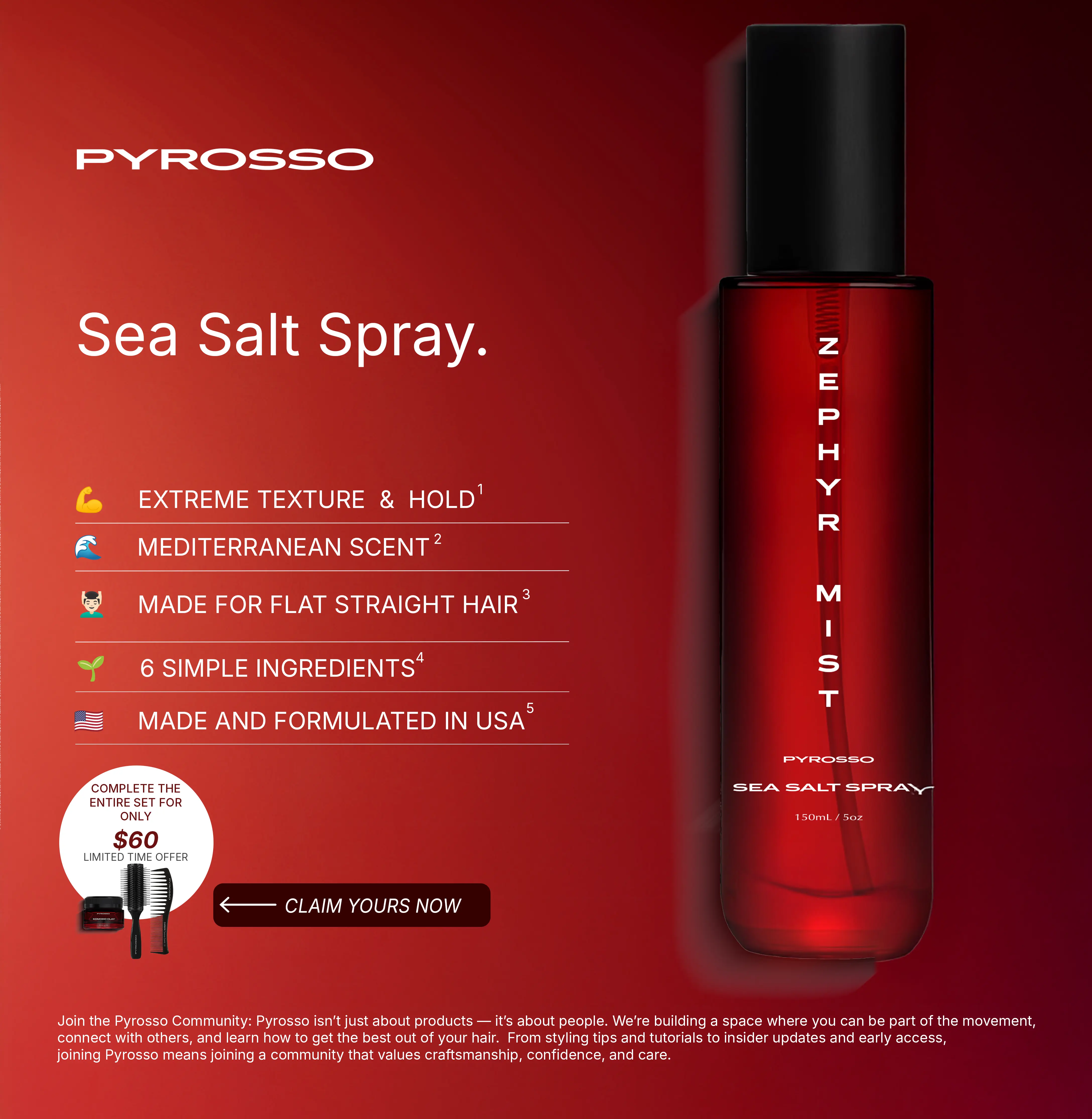 Pyrosso Texture Duo - Zephyr Sea Salt Spray & Komodo Hair Clay
