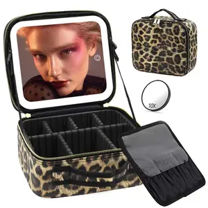Portable Travel Makeup Bag with LED Mirror, 3 Light Modes, Rechargeable Cosmetic Organizer Case for Women, Vanity Box with Zipper, Perfect Gift for Girlfriend, Friends, Family, Ideal for Halloween, Christmas, Thanksgiving