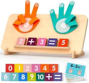 Wooden Math Learning Toy - Colorful Finger Counting Blocks for Youngsters, Educational Math Puzzle Game with Number Recognition & Addition Skills Development
