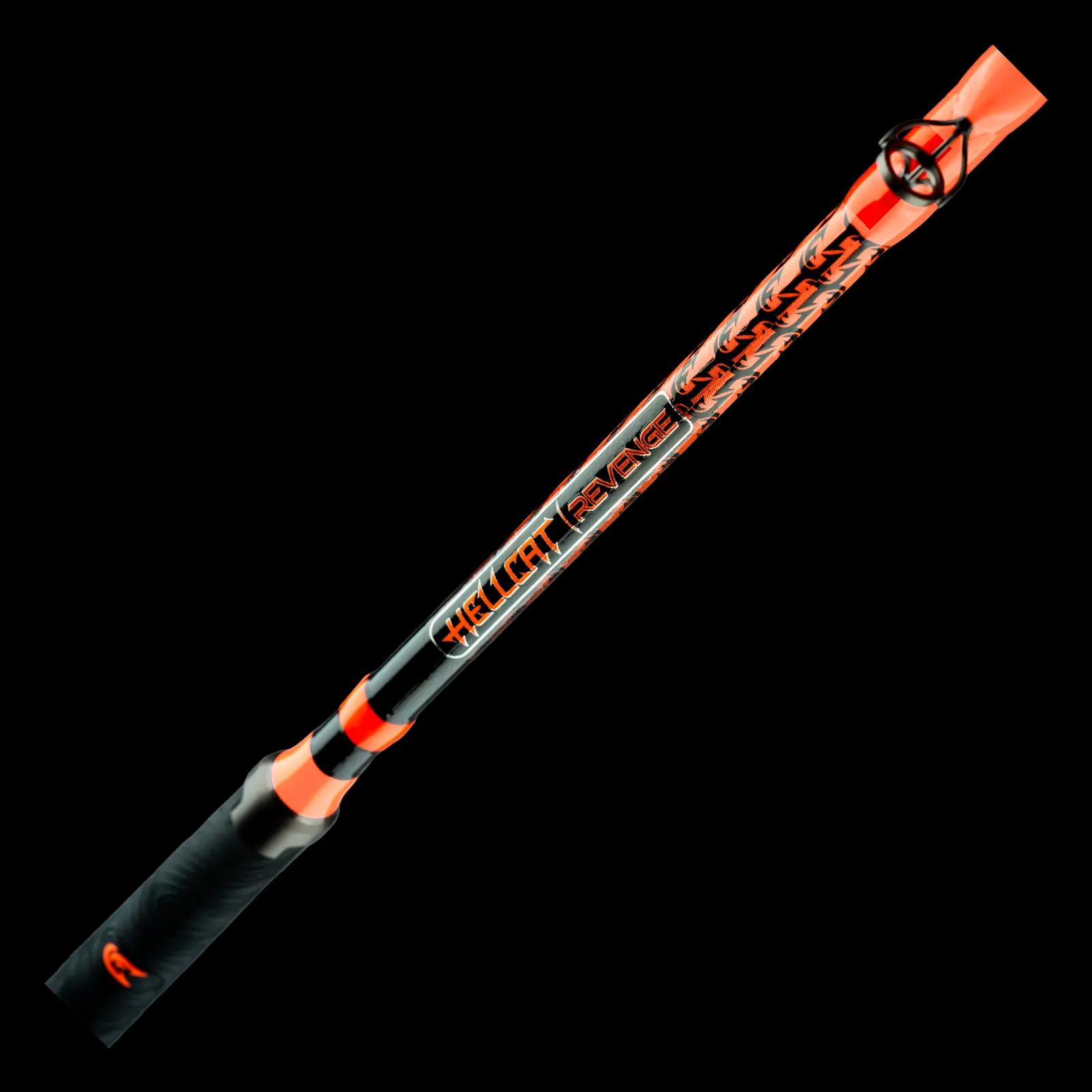 Orange Hellcat Revenge 7'6" Fishing Rod Set - UV Black Light Glow Feature - Sports & Outdoor Fishing Gear for Anglers