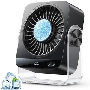 USB Rechargeable Desk Fan, 199 Speeds Turbo Airflow Cooling Fan with Digital Display, Quiet Portable Desktop Fan, 180° Tilt & Dual Adjustment Modes, Small Personal Fan for Bedroom Office Travel Camping Cruise RV Vacation Essentials (Black)