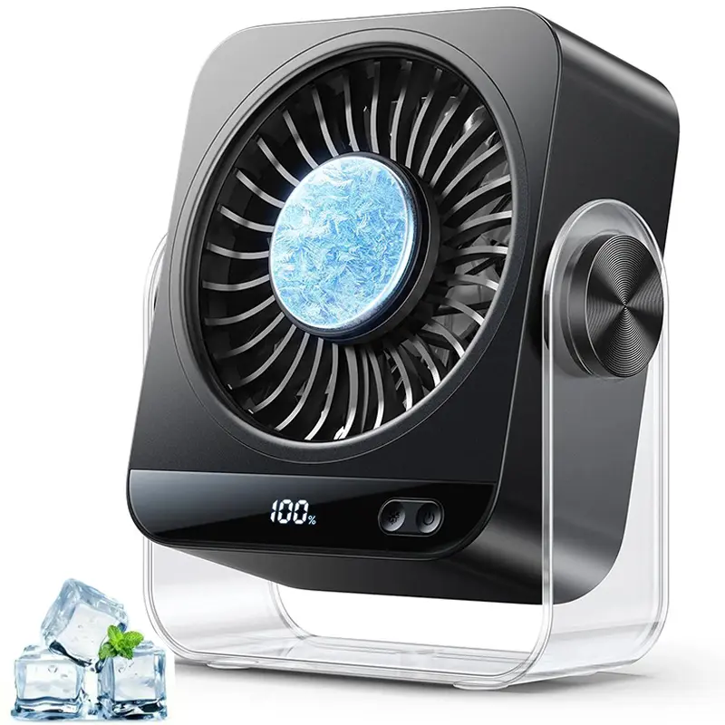 USB Rechargeable Desk Fan, 199 Speeds Turbo Airflow Cooling Fan with Digital Display, Quiet Portable Desktop Fan, 180° Tilt & Dual Adjustment Modes, Small Personal Fan for Bedroom Office Travel Camping Cruise RV Vacation Essentials (Black)