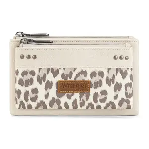 Wrangler Large Women's Wallets Card Cases & Money Organizers Western Double Zipper Phone Clutch Wallet for Ladies Female