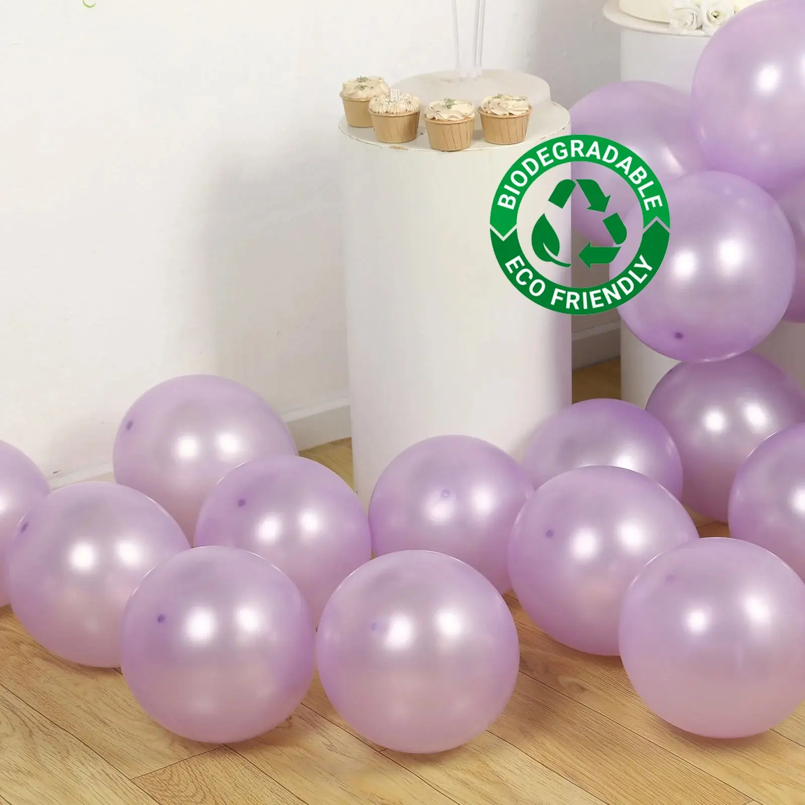 50 Pack 12 In Thickened Extra Strong Lavender Lilac Biodegradable Rubber Helium Balloons, Hangable Balloon Party Supplies for Wedding, Birthday Decor