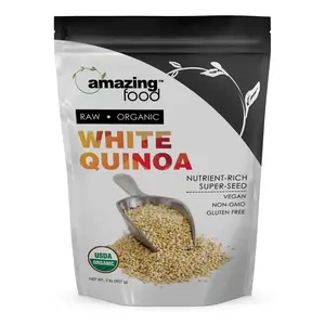 Amazing Food White Quinoa | 2 Lb (907 G) | USDA Certified Organic | Vegan | Non-GMO | Gluten-Free | Made in USA