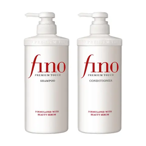 Fino Premium Japanese Quality Shampoo & Conditioner Liquid Duo (2x550ml) - Hydrating Nourishing Selfcare Formula, Bleach Damage Repair for Color & Chemically Treated Strands, Unisex Everyday Haircare