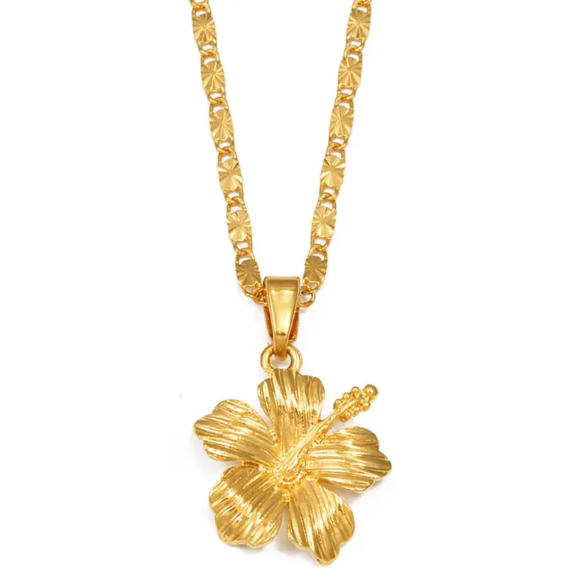 1pc Hibiscus Flowers Bohemian Flower Necklace for Women Girls Hawaiian Guam Guadeloupe Frangipani Jewelry Exquisite Jewelry Gift Boho Necklaces