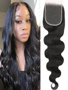 4x4 HD Lace Closure Body Wave Closure Human Hair  Lace Closure  Unprocessed Brazilian Virgin Human Hair Extensions 150% Density Human Hair Closure Pre Plucked Natural Black