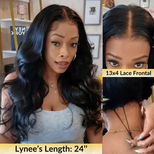 【24"=$114】Sunber Loose Wave 13x4 HD transparent Lace Front wigs Pre Bleached Glueless Human Hair Wigs Tiny Knots With Drawstring Ready To Wear Natural Black 180% Density