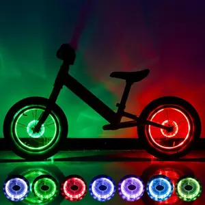 ROCKBROS USB Rechargeable Bike Wheel Hub Light, 7-Color Multi Colored LED Spoke Light, Waterproof Safety Decoration for Night Riding