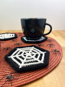 Spiderweb Crochet Coasters – Halloween Decor Pattern by Emily Kintigh