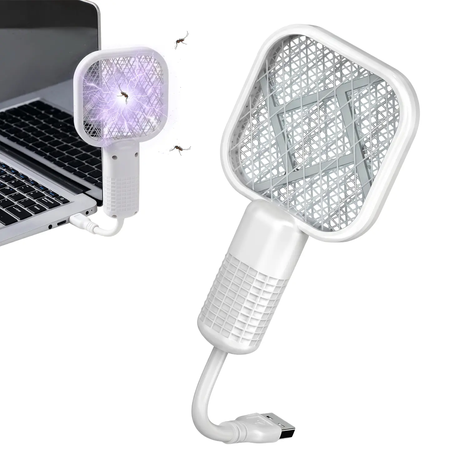 USB Mini Electronic Mosquito Zapper, 2-in-1 Portable Bug Killer Bat with UV-A Light Protector, USB-Powered LED Lamp, Indoor Mosquito Trap Machine, Mosquito Zapper Indoor