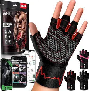 Workout Gloves for Mens & Womens - Weight Lifting Gloves, Gym Gloves for Men - Exercise Gloves, Training Gloves with Wrist Wraps Support for Weightlifting, Work Out, Pull Up- Full Palm Protection