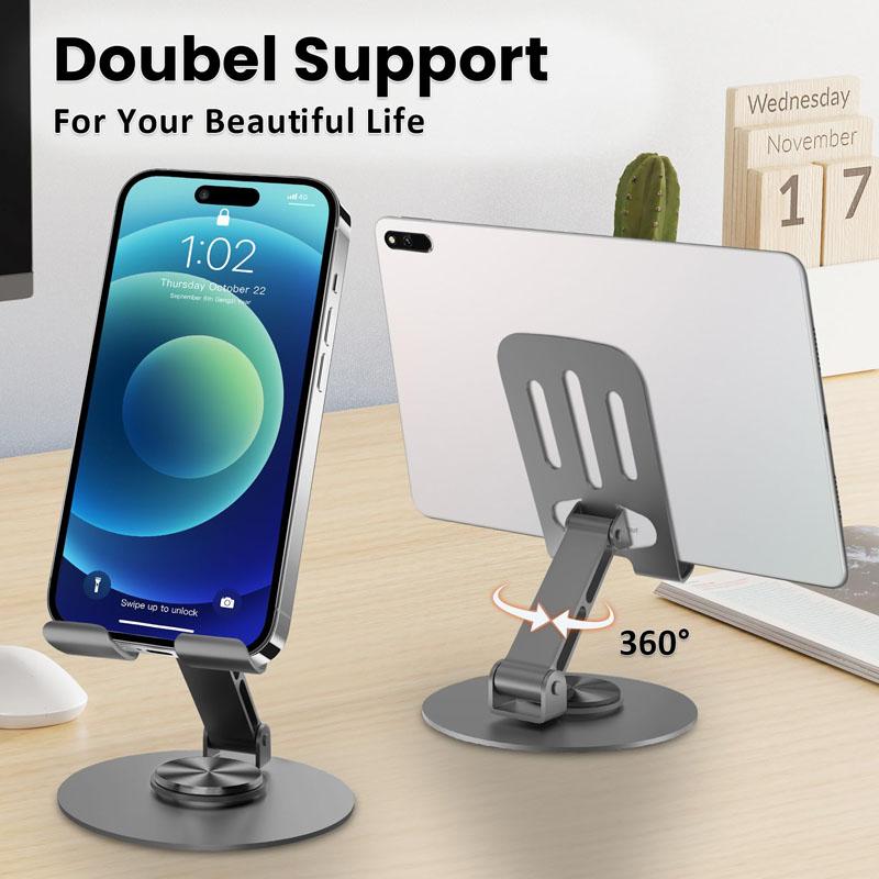 Universal Metal Cell Phone Stand, Multi-Angel Adjustable 360° Rotation Non-Slip Metal Phone Stand Compatible with iPhone 17 16 Pro Max and All Smartphones Waterproof Holder Shower mount