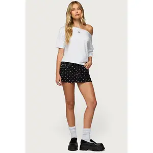 Freada Polka Dot Denim Mini Skort