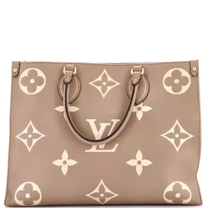 Pre-owned Louis Vuitton Leather Shoulder Bags OnTheGo Tote Bicolor Monogram Empreinte Giant MM by Rebag