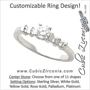 Cubic Zirconia Engagement Ring- The Isabel (Customizable Petite Band 5-stone with Round Channel)
