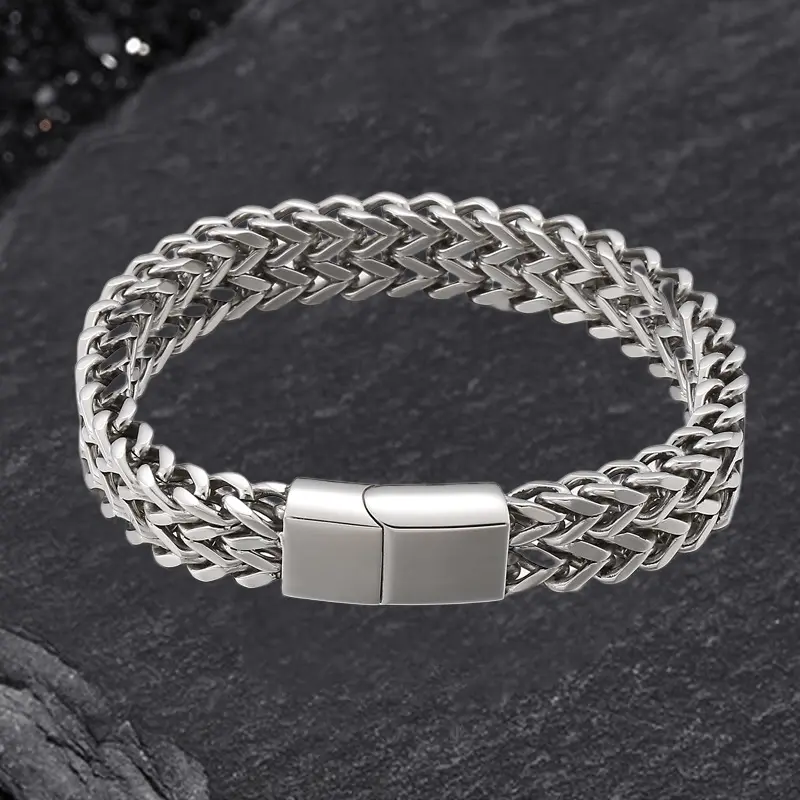 GTHIC Double Layer Braided Keel Stainless Steel Minimalist Bracelet Fashion Accessories for Daily Wear