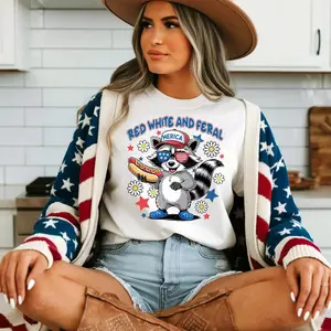 4th of July Shirt, Red White and Feral Shirt, Independence Day, America Shirt, Funny USA Tee, Patriotic Shirt, Cute women shirt, Funny shirt Casual Daily Wear Tee For Men & Women, Apparel Made In The USA