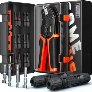 Solar Connector Crimping Tool Kit, 14-10 AWG  for Solar Panel  Wire with 6 Pairs Solar Connectors and Spanners, Solar Installation Assembly Tools - Solar Panel Connectors
