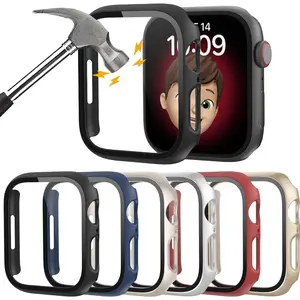 6 Pack Hard PC Case with Tempered Glass Screen Protector 44mm For Apple Watch SE 3,SE(2nd) Series 6,SE,5,4 Ultra-Thin Scratch Resistant Full Protective Bumper Cover For iWatch 44mm Accessorie