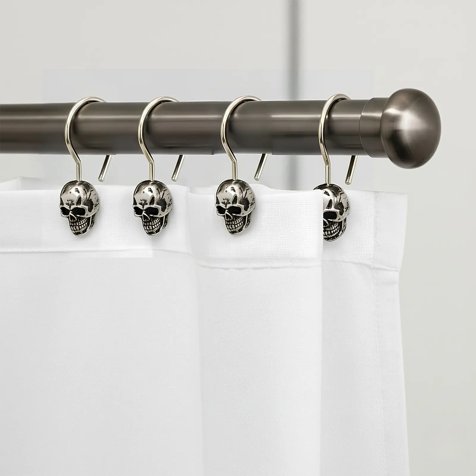 Rust-Resistant Stainless Steel Shower Curtain Hooks Set, Bathroom Accessories, Modern Style Easy Install Waterproof Design, Durable & Non-Slip