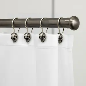 Stainless Steel Shower Curtain Hooks Set, Rust-Resistant Bathroom Decor, Modern Style Easy Install Waterproof Design Durable & Non-Slip