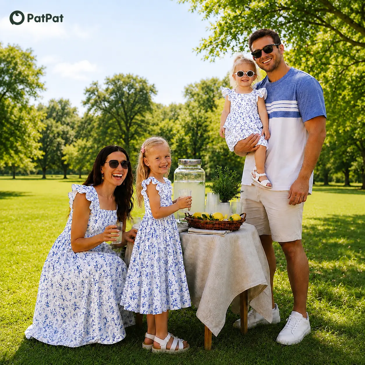 PatPat Family Matching Outfit: Floral Smocking Casual Suit mommy and me matching sets 4th of July Independence Day sale Spring