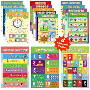 16 Counts Educational Posters for Children Classroom and Teacher Decor for Kids, Perfect for All Ages, Ideal for Elementary and Boho-Themed Rooms and Classrooms