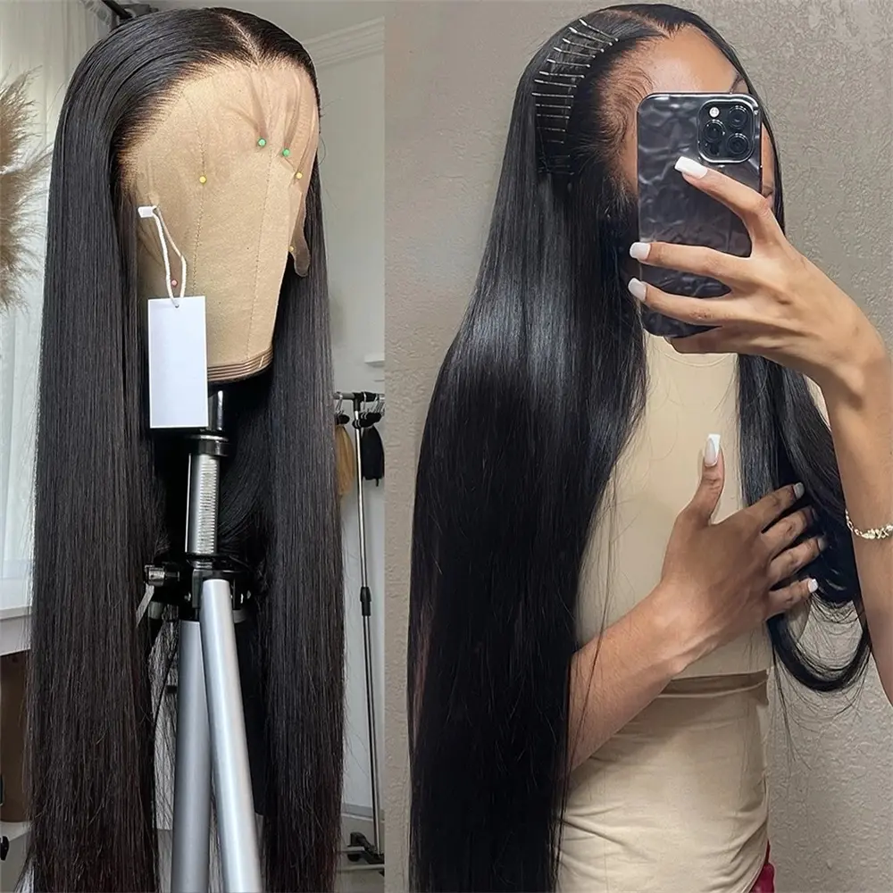 Gabrielle Hair 16-38 Inch Bone Straight Human Hair Lace Frontal Wigs Brazilian 13x4 13x6 HD Transparent Lace Front Human Hair Wigs For Women 4X4 Lace Closure Wig