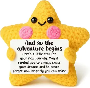 Crochet Star Graduation Gift, New Job & Good Luck Keepsake, Farewell & Moving Gift for Coworker Friend, Motivational Desk Decor for Student, Congratulations for New Adventure AVALYNNE
