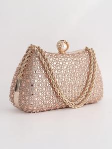 women's elegant rhinestone decorated evening bag, for back to school, graduation season, exquisite trendy chain strap clutch bag, fashionable bag for party decoration