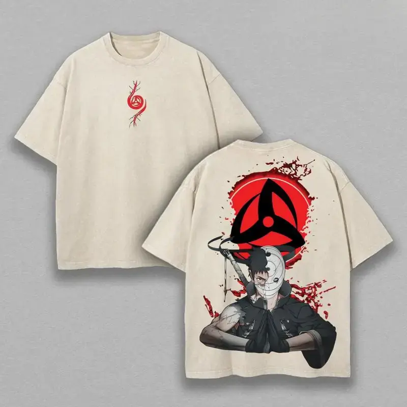 Limited Naruto - Uchiha Obito Anime Washed Tee Unisex Oversize Heavyweight Cotton T-shirt, Anime Wash Tee, Anime Lovers, Anime Tee, Anime Lovers Gift, Gift For Him, Gift For Her.